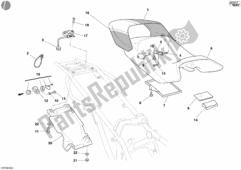 Wszystkie części do Siedzenie Ducati Monster S2R 800 USA 2005